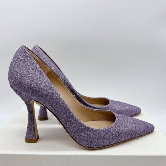 LK Bennett Dazzle Glitter Lilac Fabric Pointed Toe Flared Heel Pumps EU 38 US 8 - Picture 2 of 13